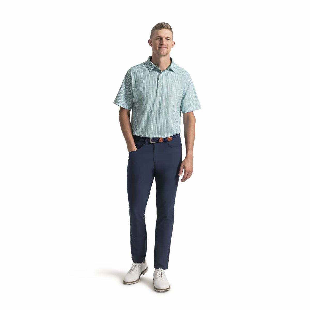 Men Scallop Geo Pique