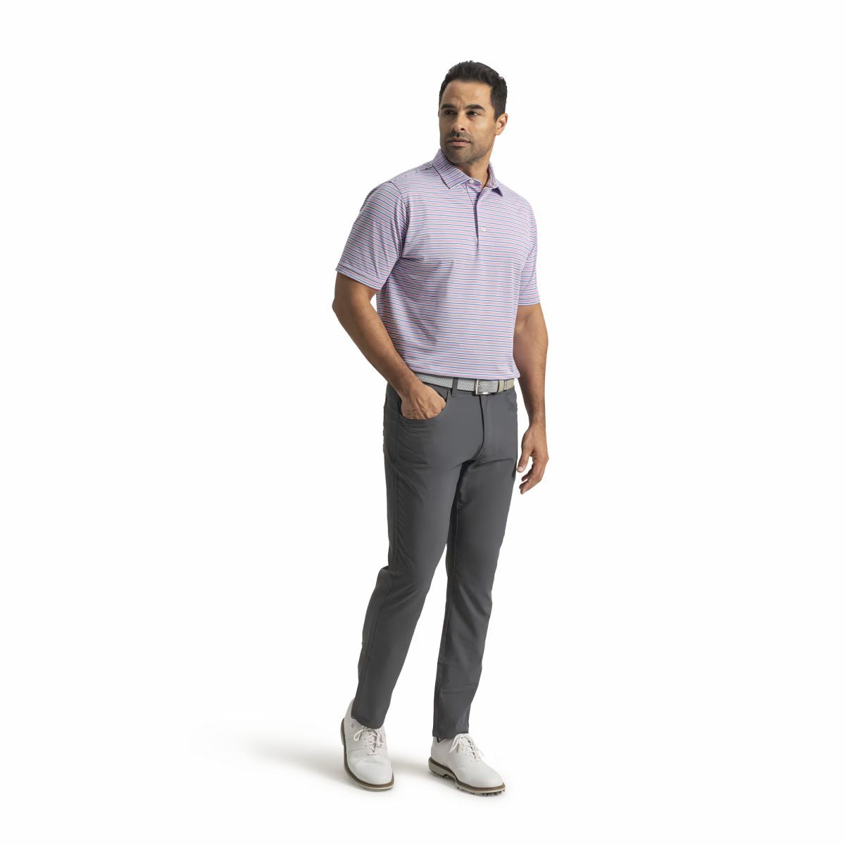 Men Heather Stripe Pique