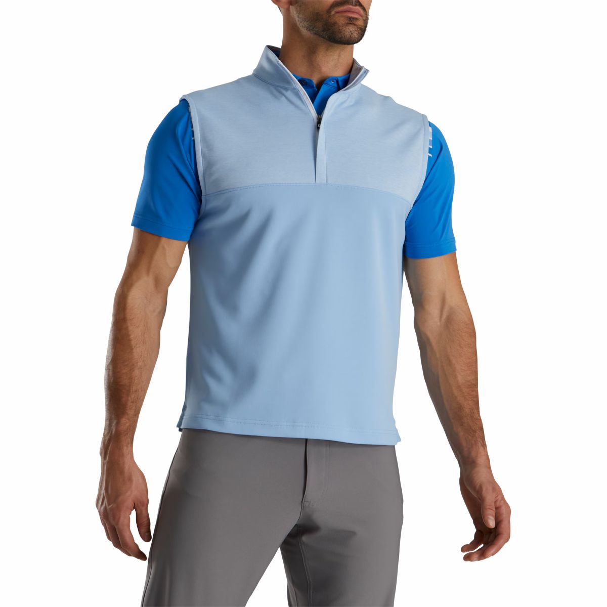 Men Heather Yoke Half-Zip Vest-Previous Season Style