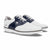 White / Navy Patent / Silver Fish Print