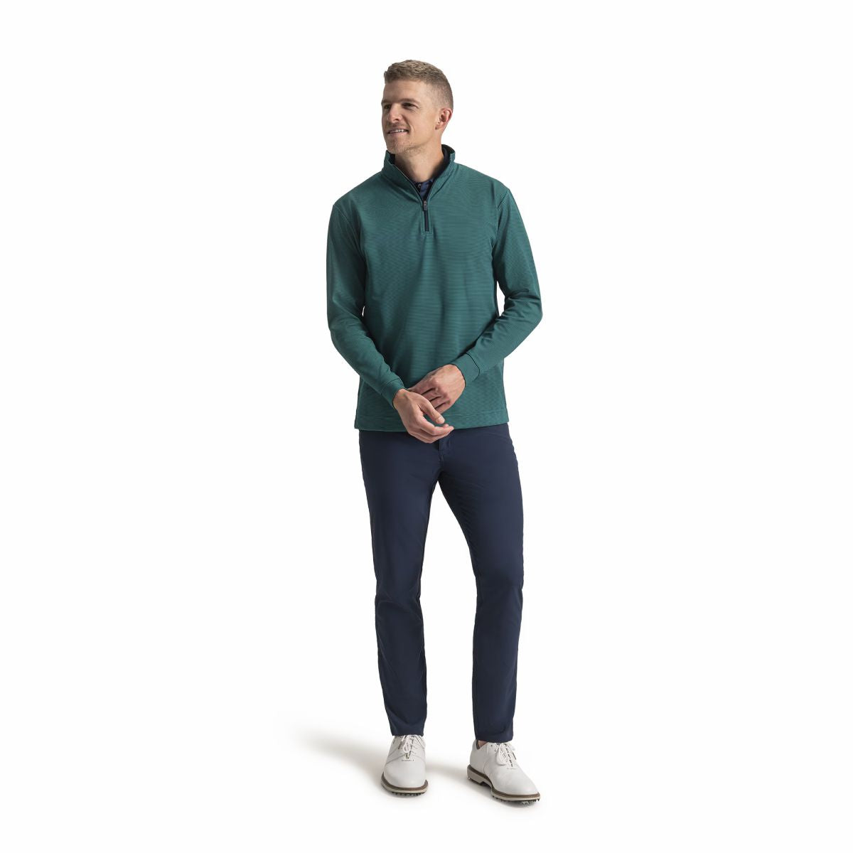 Men Quarter-Zip Ottoman Stripe Knit