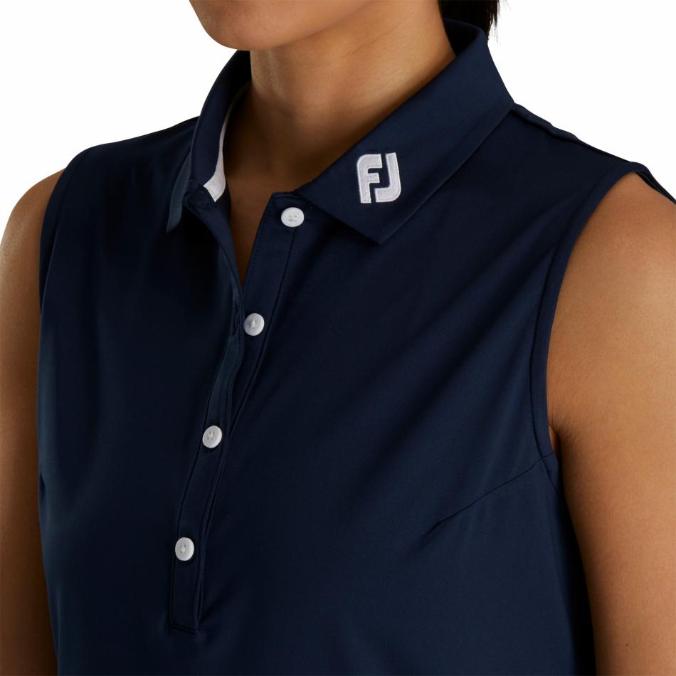 FootJoy Shirts | Women Solid Lisle Sleeveless Women - FJ Tour Collar